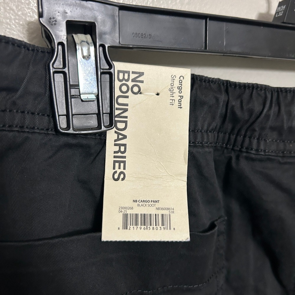 No Boundaries Pants M 32-34 Black New Straight Fit Drawstring Utility Cargo Y2k - Picture 3 of 12